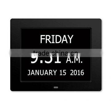 FOR LOSS MEMORY Digital day clock with 8-inch display frame no abbreviation of day and date, for dementia or alzheimer