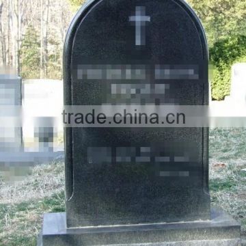 Cheap Sesame Grey Granite Polished Round Top Upright Headstone