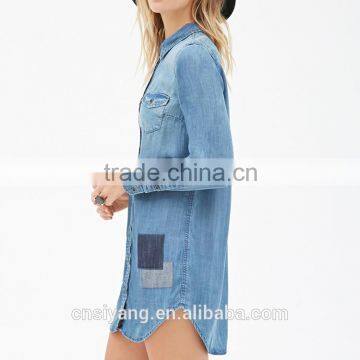 Latest Denim Shirt Dress,Women Fashion New Design Causal Classic Wear