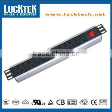 19" 1.0U 7 WAY UK TYPE PDU RACK POWER SOCKET