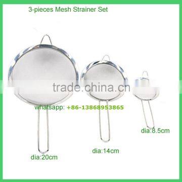 3 Pieces Broad Brimmed SS Mesh Strainer Set