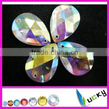 wholesale high quality fat drop sew-on crystal beads ab 20x30mm