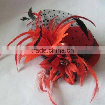 Big feather hair flower with sinamay material