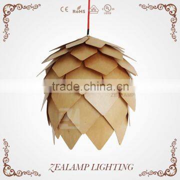Modern Artichoke Lighting Crimean Pine Cone Wooden Pendant Lamp photo-3