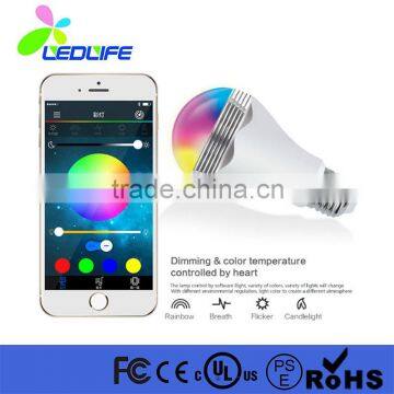 Shenzhen Bluetooth speaker led bulb,phone buletooth control led lamp e27 bulb light with music