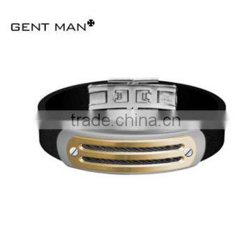 Hot new products for 2015 popular stainless steel men leather bracelet