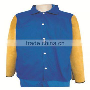 welders clothing with leather sleeve