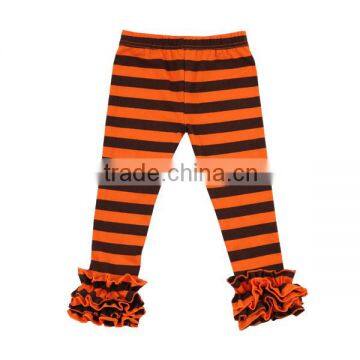 Fashion girl pants 2016 child halloween orange black wide striped ruffle pants sassy baby icing legging kids icing pants ruffle