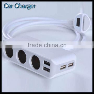 3-Socket Cigarette Lighter Adapter For Mobile Phone 4 Port Usb Car Charger