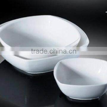 H2364 hot sale square round porcelain restaurant white salad bowl