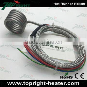 Spring hot runner coil heater with thermocouple J or k