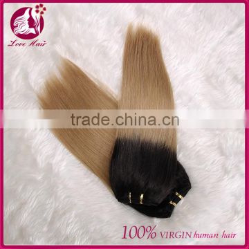 Best selling 12 14 16 18 virgin indian hair weaving colored two tone hair weave for black women