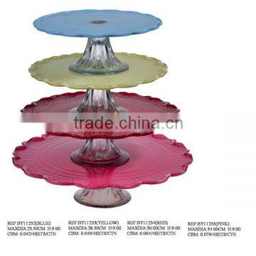 colored glass cake plate