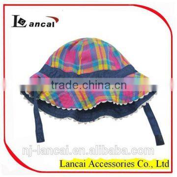 Baby Fancy 6 Panel Reversible Denim Check Bucket Hat