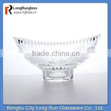 LongRun eco-friendly 800ml transparent patterned glass fruit plate