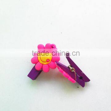 Wholesale Flower Shaped Wood Paper Clips Customize Soft PVC Bookmark photo-3