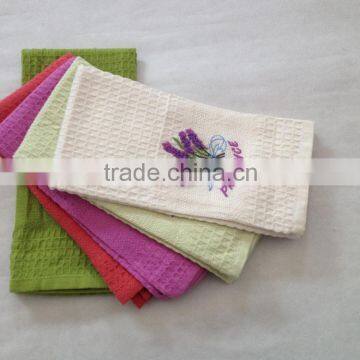 yarn dye tea towel kitchen towel kitchen cloth with flower embroidery wholsale china alibaba