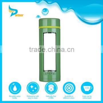 Best Sale Drinking 500 ml Green Sport Glass Water Bottle With Fruit Infuser