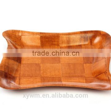 Woven wooden serving tray or plate