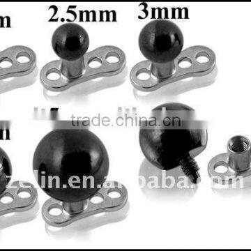 Cool dermal anchor with black ball body piercing jewelry