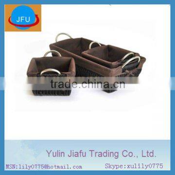 2012 handmade weaving rectangle S/3 brown seagrass basket