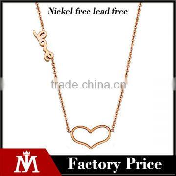 Hollow Heart Pendant Necklace Stainless Steel Charm Chain Necklace Dubai Jewelry