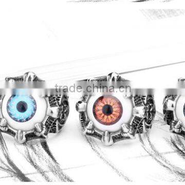 Custom Design Punk Blue Red 316L Evil Eyes Ring photo-6