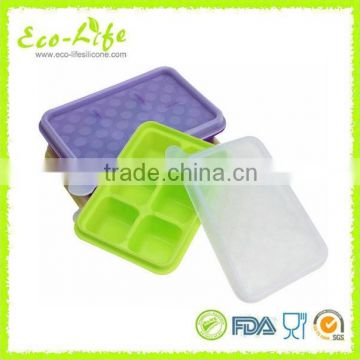 BPA Free Blocks Silicone Baby Food Tray with Lid and Breast Milk Storage Container