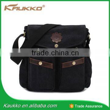 Khaki Canvas Crossbody Sling Bag Vintage Messenger Bags photo-3