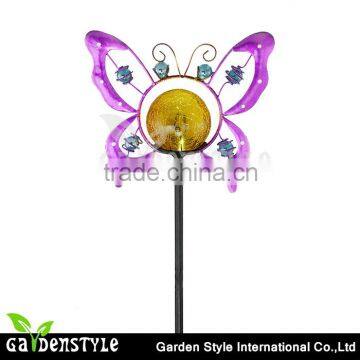 solar stake butterfly shape design cracked glass ball lamp led lights china price list