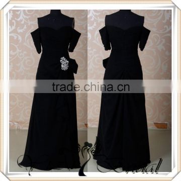 RSE267 Short Sleeve Black Chiffon Dress Bridesmaid Robes