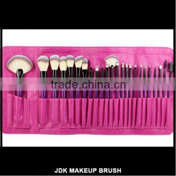24pcs Professional Purple Handle Makeup Brush Set With Red Cosmetic Bag Fan Brush photo-2