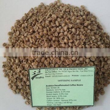 VIETNAM DECAFFEINTATED ARABICA COFFEE BEANS