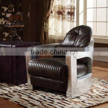 Genuine Leather Replica Living Room Arm Chair/Italy Style Top Grain Leather Sofa