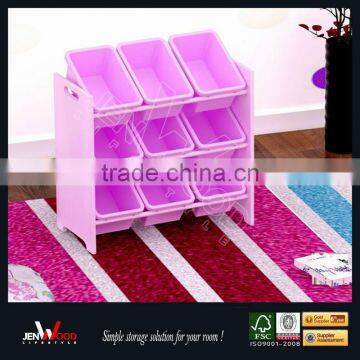 3 tier 12 cm MDF pink finish girl 9 bin toy organizer