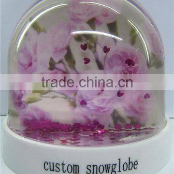 Plastic love flower photo holder snow globes