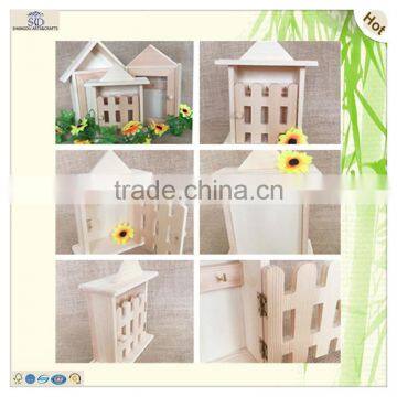 Unique House Style Fence Door Wooden Key Box
