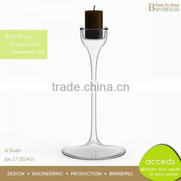 High End Clear Glass Stem Candle Holder