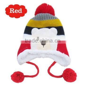 Crochet Baby Hat Stripe Pattern Cartoon Bear Design Thicken Kids Winter Caps photo-4