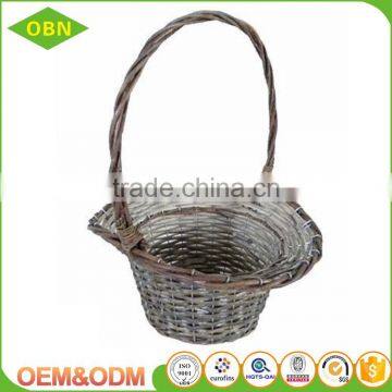 Vintage Handmade Indoor Willow Wicker Artificial Flower Girl Basket With Long Handle for Your Decoration photo-4