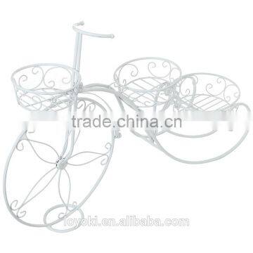 Garden Decoration Vintage Parisian Style Tricycle 3 Tier White Metal Planter Display Stand / Flower Pot Holder / Plant Rack photo-3