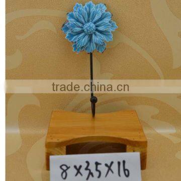 factory direct ceramic flower wall hook for accessory decoration