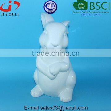 BSCI Audit Factory Easter Top Sale Ceramic Rabbit Figurines, White Porcelain Ceramic Rabbits