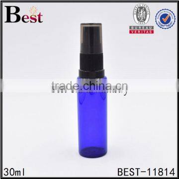 2017 new products 30ml perfume spray bottle blue perfume spray bottle empty spray bottle for perfume with black plastic cap