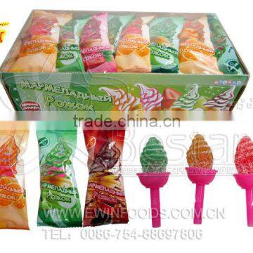 Ice-cream Jelly Candy with Plastic Whistle Lollipop