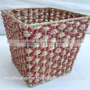 Tapered shape sea grass storage basket