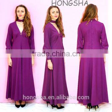 1970s vintage purple high neck maxi dresses with gold trim HSd7287