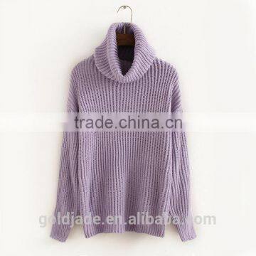Fashion High Quality Long Sleeve Turtleneck Brown Pullover Sweaters for Women photo-4