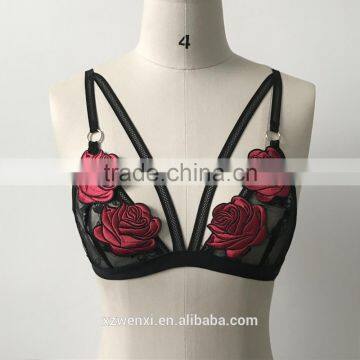 Embroidery Rose Mature Ladies Sexy Underwear Lingerie Sexy Mature Woman Lingerie Girls Wearing Lace Lingeries Sheer Bra