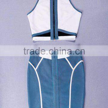 2015 New Arrival Celebrity Sleeveless Blue Keyhole Bandage Dress Cocktail Party Celebrity-inspired Dresses photo-5